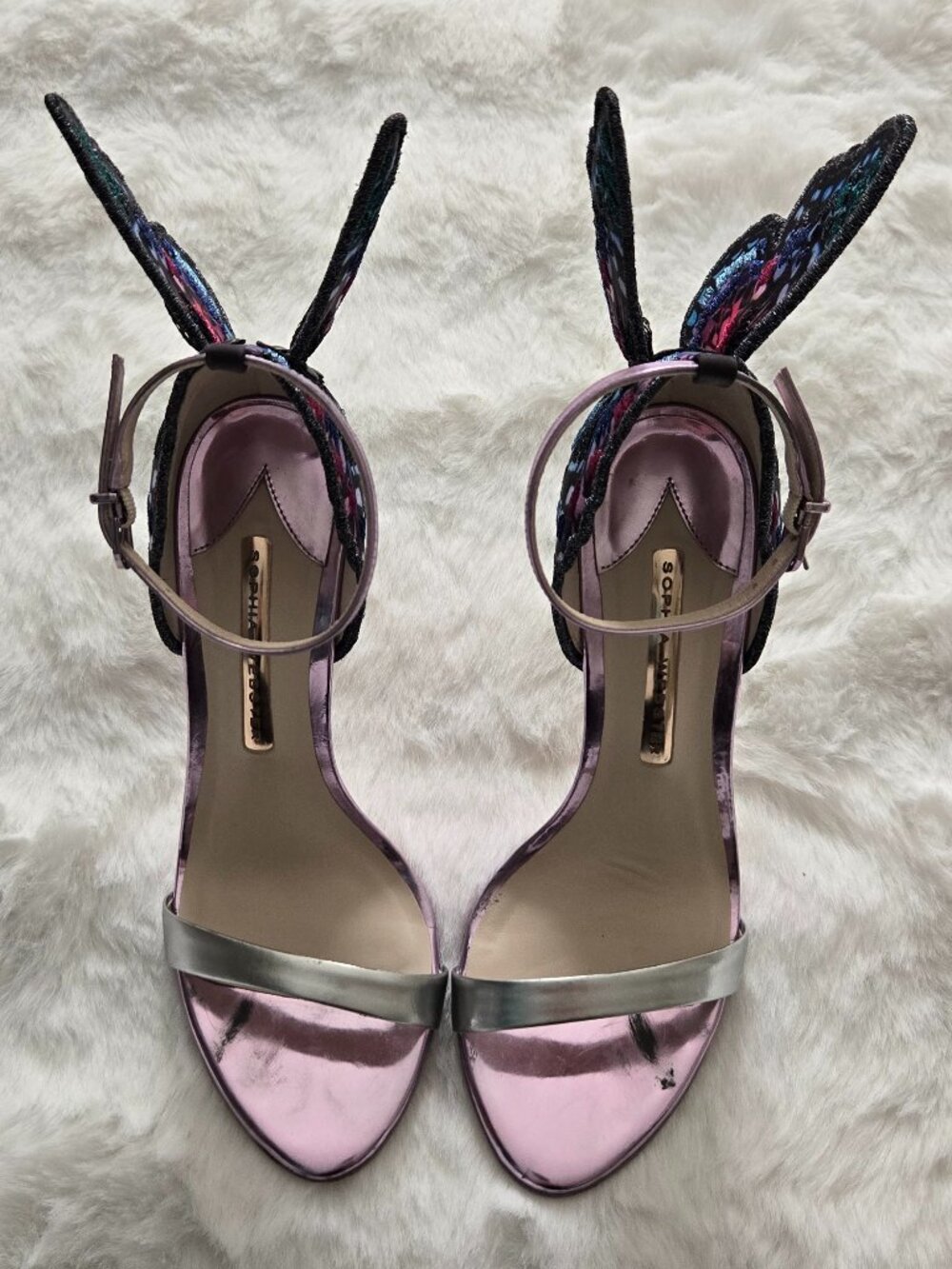 Sophia Webster Silver and Blue Chiara Embroidery Sandals Size EU 37 - Picture 9 of 11